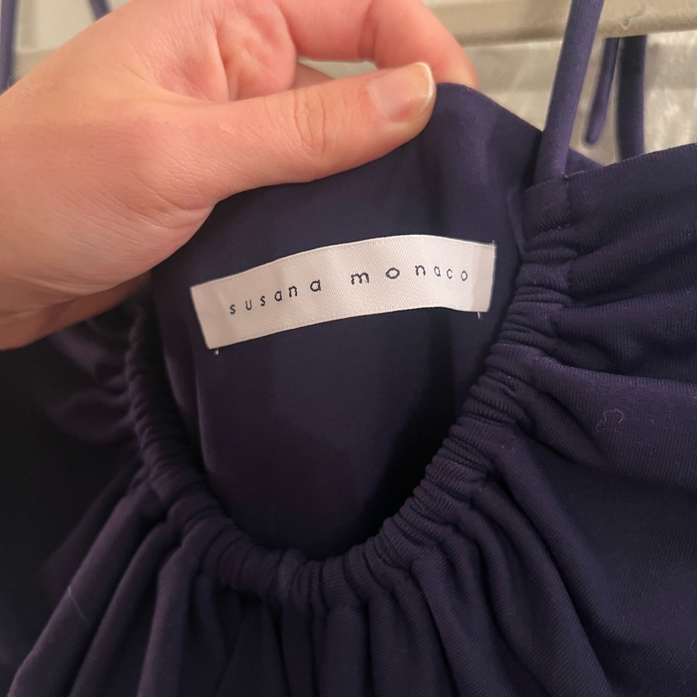 Susana Monaco U Gathered Double String Black Dress - image 6